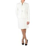 Anne Klein White Double Buckle Twill Skirt Suit