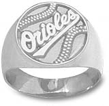 Baltimore Orioles Sterling Silver "ORIOLES" Pierced Baseball Ring Size 10.5