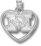 Missouri Tigers Solid Sterling Silver ''M'' Tiger Head Heart Pendant