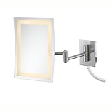IMAGE OF Kimball & Young 90973HW Single Sided LED Rectangular Wall Mirror with Brushed Nickel Frame, 6.25 by 8.75-Inch
