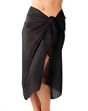 Sassy Sarongs Plus Size Long Black Swimsuit Sarong Cover Up with Built in Ties