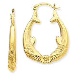 14k Gold Polished Dolphin Hoop Earrings