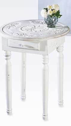 Distressed White Wood Side Table