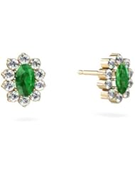 Genuine Emerald 14kt Yellow Gold Earrings