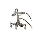 Kingston Brass CC15T8 Vintage Leg Tub Filler with Hand Shower and 2-Inch Risers, Satin Nickel