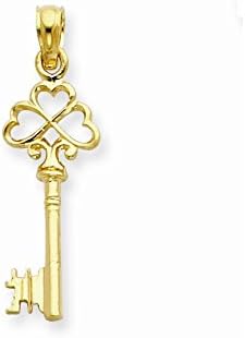 14k Yellow Gold Solid Polished 3-Dimensional Key Charm