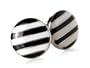 Black & White Enamel Striped Silver Cufflinks with Gift Box