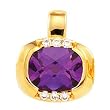 14K Yellow Gold Amethyst and Diamond Pendant