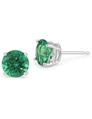 Platinum 4mm, 0.76 Carats Emerald Stud Earrings