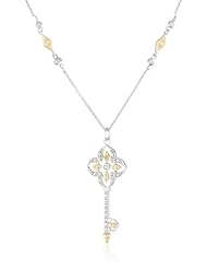Sterling Silver and Yellow Diamond Key Pendant Necklace, 18"