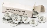Small Magnetic Compass Set, Set of 12, Aluminum Case, Glass Top, 16mm Dia.