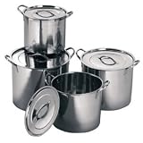 4 Piece Stainless Steel Stock Pot Set With Cover and Side Handle