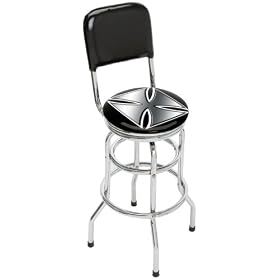 Iron Cross Double Ring and Chrome Seat Ring Barstool