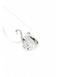 Alpha Chi Omega Sterling Silver Lyre Pendant w/ Lab-created Diamonds