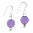 Sterling Silver 6mm Genuine Amethyst Stone Bead Beaded Dangle Hook Earrings