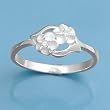 Sterling Silver Ring - Plumeria with Clear CZ and Satin Finish - 9 mm x 2 mm, Sizes 4-9 Sterling Silver Ring - Plumeria with Clear CZ and Satin Finish - 9 mm x 2 mm, Sizes 4-9
