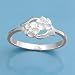 Sterling Silver Ring - Plumeria with Clear CZ and Satin Finish - 9 mm x 2 mm, Sizes 4-9