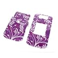 Purple with White Flower Vines Design Snap-On Cover Hard Case Cell Phone Protector for BlackBerry Pearl 8220 Flip
