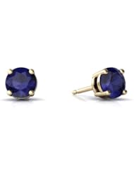 Genuine Sapphire 14kt Yellow Gold Stud Earrings