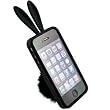 Bunny Skin Case With Furry Tail for Apple iPhone 4 & 4S, Black