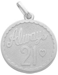 Sterling Silver Always #21 Age Expression Pendant with chain