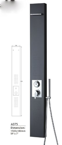 BathApp Aluminum alloy Shower Panel Tower Overhead Rainfall with 2 Embedded Massage Jets (Model BAA075)