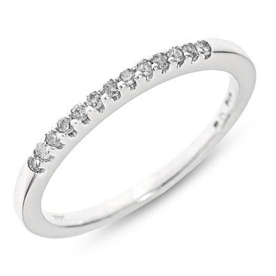 1/8 Carat T.W. Round Cut Diamond Ladies' Wedding Ring 14K White Gold Wedding Ring - Free Gift Box -