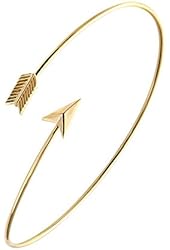 SENFAI Gold and Silver Adjustable Arrow Bangle Bracelets Wire Bracelet Bangles Simple Wrapped Bangles Women Bangles