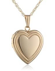 Yellow 14k Gold-Filled Polished Heart with Embossed Edge Locket Necklace, 18"