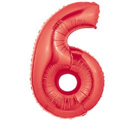 Imagen principal de Rojo Número 6 Globo Hoja Súper Shape (deflactado)