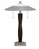 IMAGE OF Lite Source LS-3629SS/DWAL Mammoth Table Lamp, Satin Steel And Dark Walnut with Metal Shade with Snow Glass Diffuser