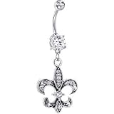 Crystalline Gem Fleur De Lis Belly Ring
