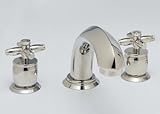 Contemporary / Modern Deck Zephyr Spout Tub Filler from the Michael Berman Bath Collection Cross Handles Satin Nickel