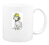 Mug with firefighter, dalmatian, mascot, hat, pet, animal, dog