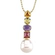 14K Yellow Gold Paspaley South Sea Cultured Pearl, Citrine, Peridot, Amethyst and Mozambique Garnet Pendant