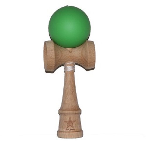 Green Rubberized Super Kendama, Super Sticky, Free String