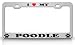 I LOVE MY POODLE Dog Pet Animal High Quality STEEL /METAL Auto License Plate Frame, Chrome/Blk/Red