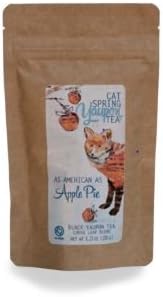 Cat Spring Tea - "As American As Apple Pie" Yaupon Black Tea Blend with Real Almonds and Apple - Loose Leaf - Naturally Caffeinated - With Yaupon Tea Grown and Harvested in the USA {1 oz.}