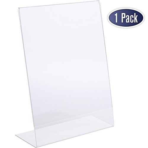 Slant Back Acrylic Sign Holder, 8.5 x 11 Inches Economy Portrait Ad Frames, Perfect for Home, Office, Store, Restaraunt (1 Pack)