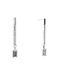 Genuine Aquamarine 14kt White Gold Dangle Drop Earrings