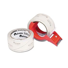 Click here to buy Universal Mailing and Storage Tape, 48mm x 50m, 3 Core, 2 Rolls with Dispenser Pack 31102 UNV31102 by Universal.