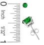 .925 Sterling Silver Emerald Gemstone Stud Earrings in Four Prongs- Round Shape 3 mm