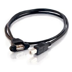 Cables to Go 28065 USB 2.0 A Female to B Male Panel Mount Cable (Black)