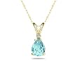 7X5mm Pear Aquamarine and Diamond Stud Pendant in 14K Yellow Gold