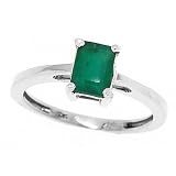 1.00ct Emerald Cut Emerald Ring in 14Kt White Gold