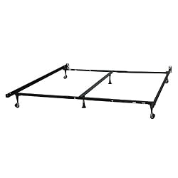 Heavy Duty 6-Leg Adjustable Metal Bed Frame with Double Center Support and Rug Rollers - UNIVERSAL (Cal King, King, Queen, Full XL, Full, Twin XL, Twin)