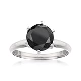 4.00 Carat Black Diamond Solitaire Ring In 14kt White Gold