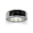 8.5mm Stainless Steel Ring With Faceted Black Resin Center - (Sizes 8-11)