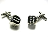 Silver Swarovski Crystal Dice Cufflinks w/ Gift Box