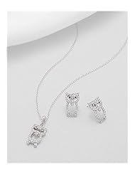 Owl CZ Earrings In 92.5 Sterling Silver